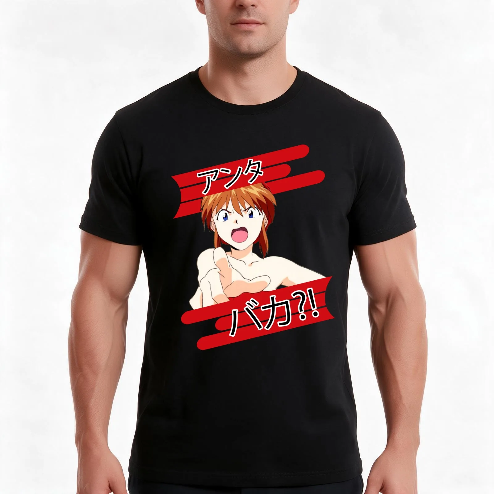 Anta Baka Asuka T-Shirt, Summer Casual Cotton Tee, Oversized Streetwear Tops, Vintage Graphic Print, Loose Fit Short Sleeve