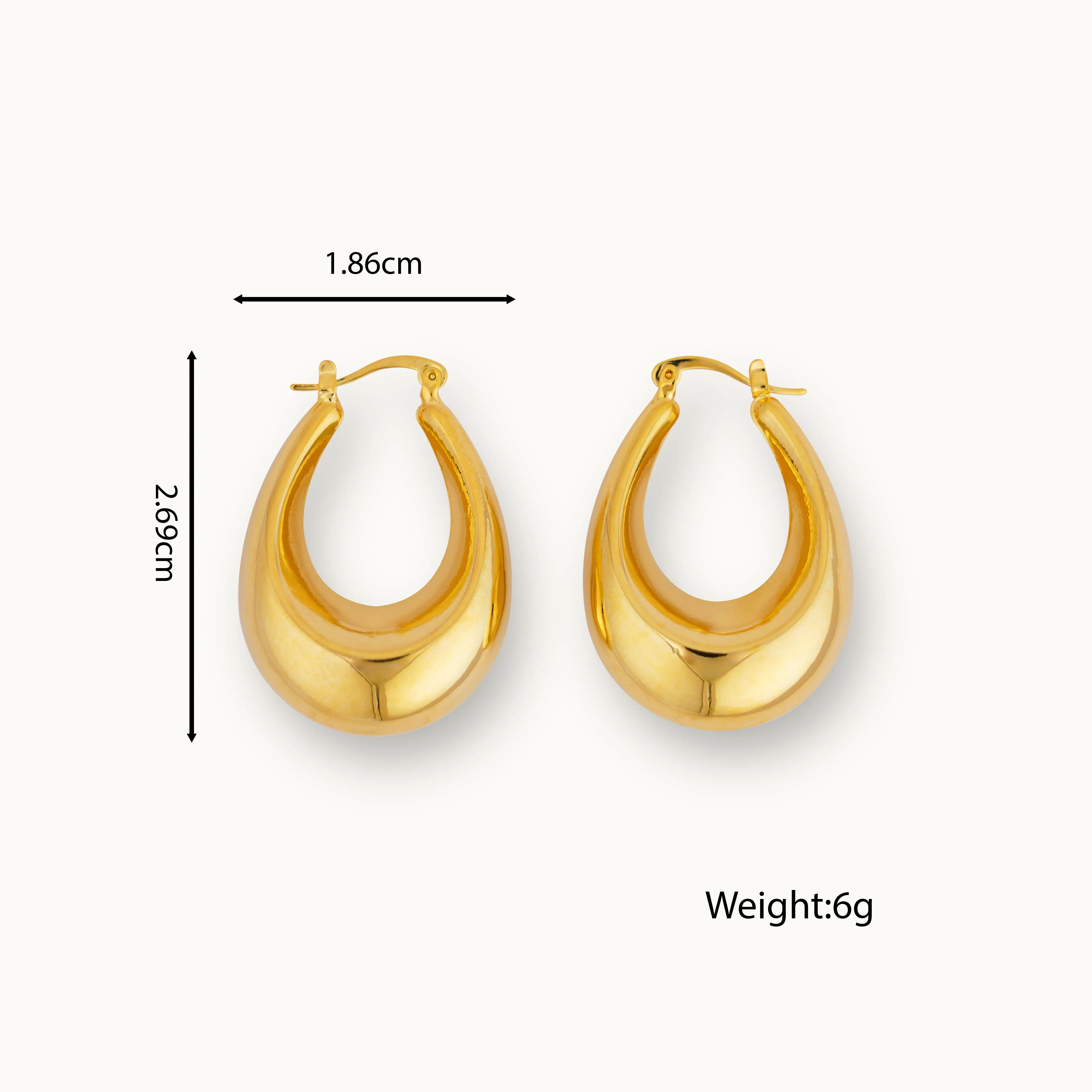 Pendientes grandes de acero inoxidable chapados en oro de 18k para mujer, joyería impermeable, regalos de fiesta, envío directo