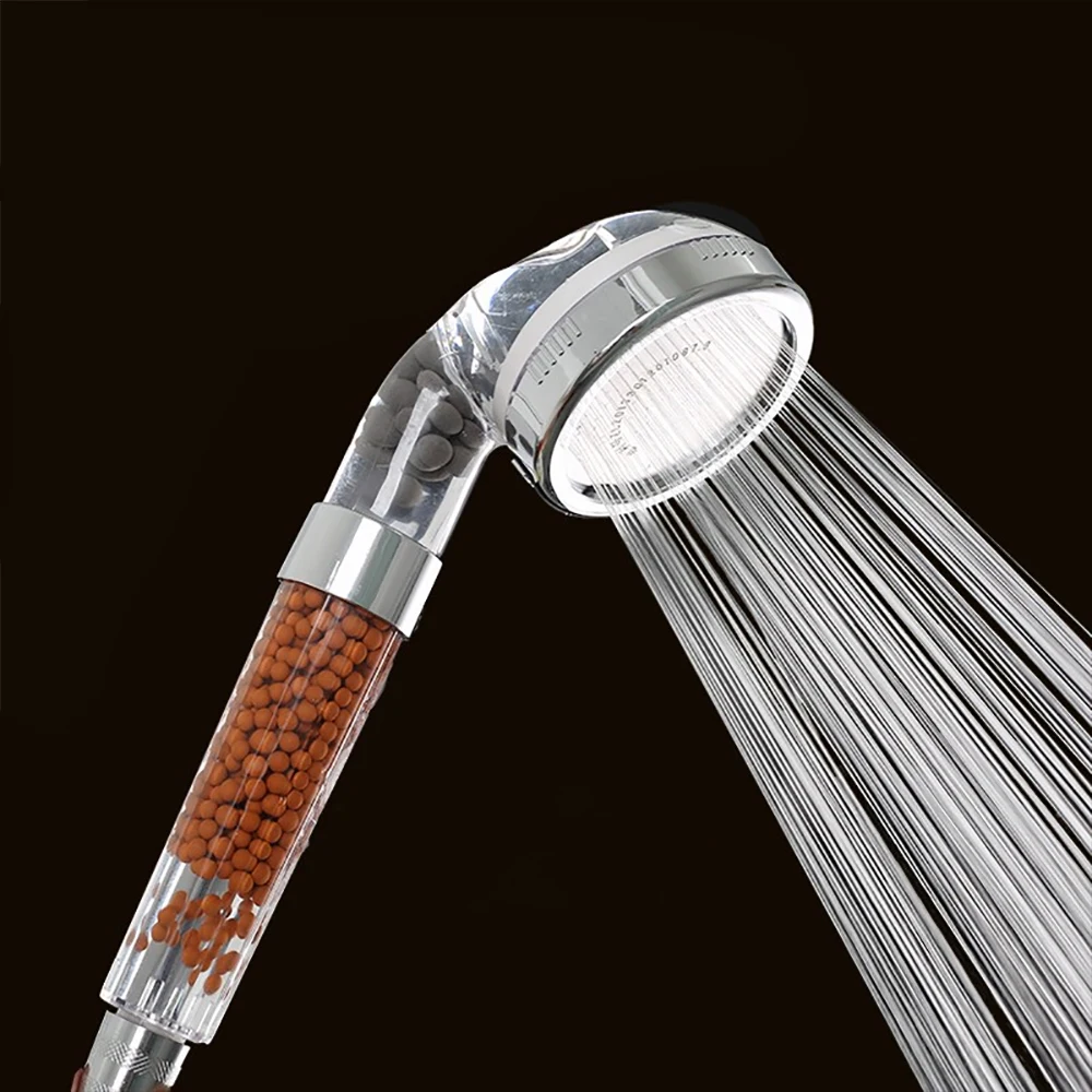 1PC gefilterter Duschkopf ABS Anti Kalkstein Hochdruck wassersparende handgehaltene klare Duschköpfe mit Filterperlen für Badezimmer
