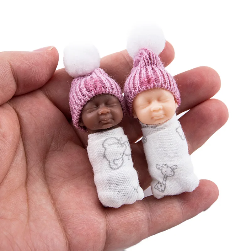 7cm New Simulation Resin Reborn Doll Cute Mini Finger Baby Children Girls Play House Toys Children Birthday Gifts