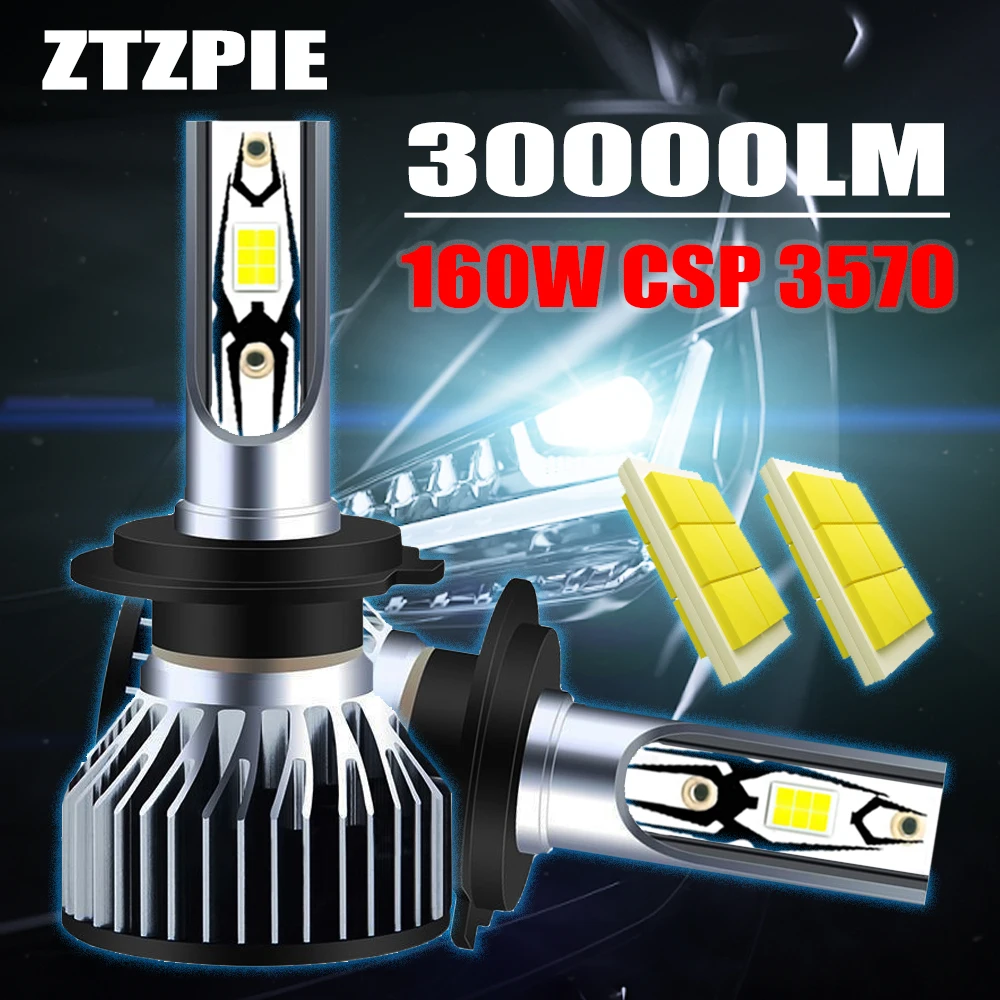 ZTZPIE Auto HB3 HB4 9005 9006 H1 TOP H7 LED H4 H11 Bulb Canbus Led Lamp CSP 3570 6500K Car Headlight Light 160W 12V Light 