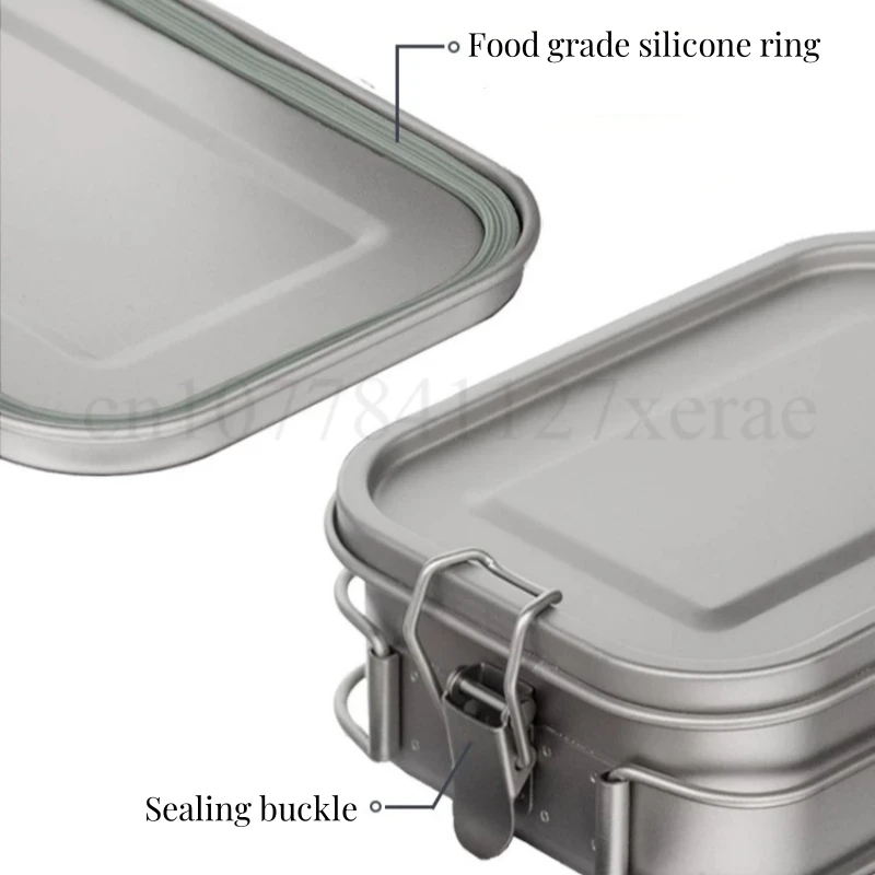 800ml/1200ml Large Capacity Outdoor Pure Titanium Lunch Box Portable Foldable Camping Lunch Box Ultra Light Heatable Lunch Box