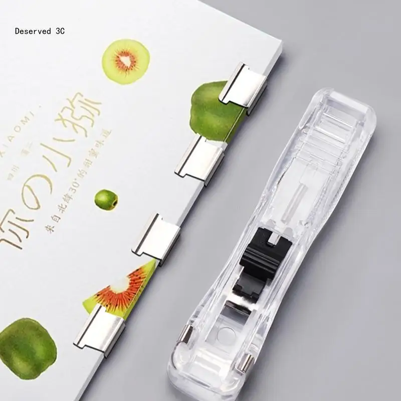 Clear File Clamp Dispenser Set with 8 Pcs Refill Clips 50 Pcs Metal Refill Clamp