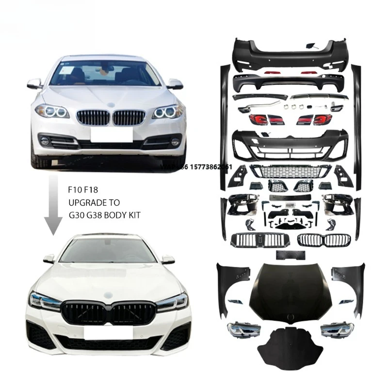5S F10 F18 to G30 G38 MT Style Body Kit PP Front Bumper Rear Bumper Grille Fender Duct Side Skirts Car Tuning Upgrade Parts