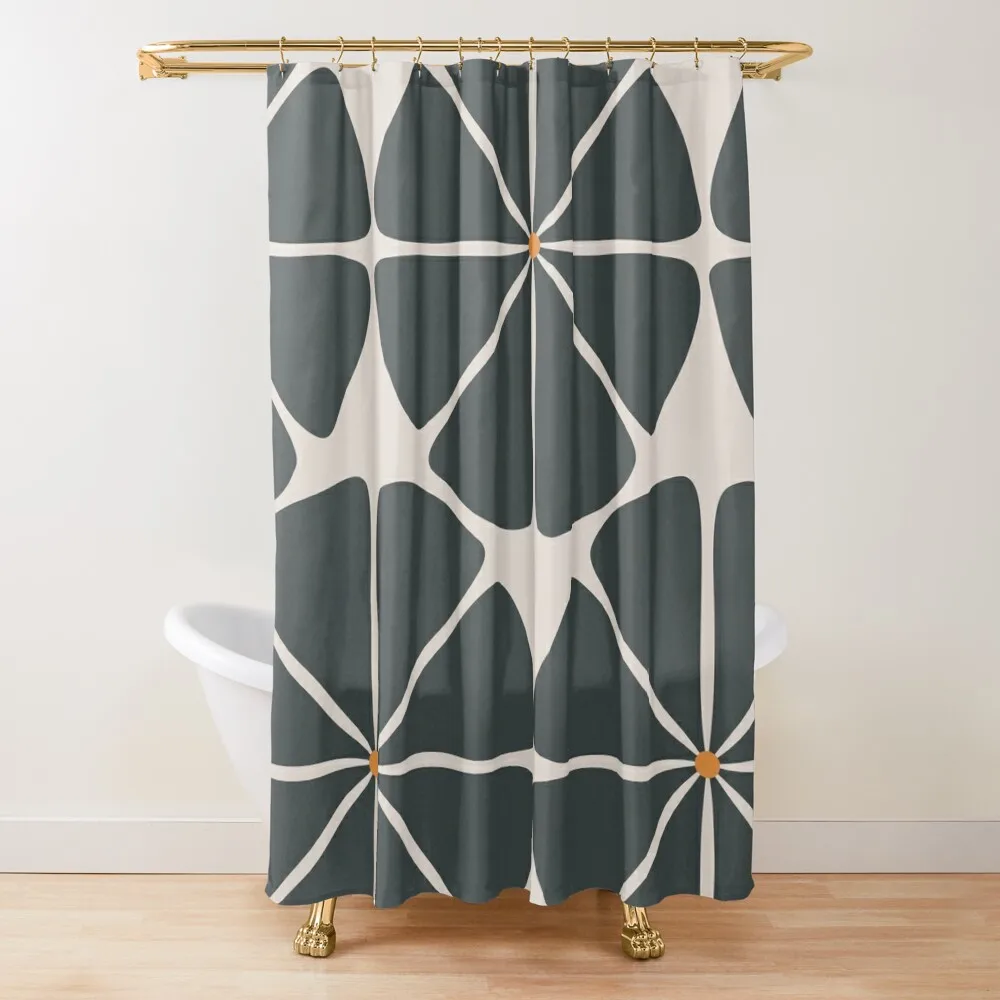 

Black Retro Florals Pattern Shower Curtain Modern Accessory Bathrooms Shower Waterproof Curtain