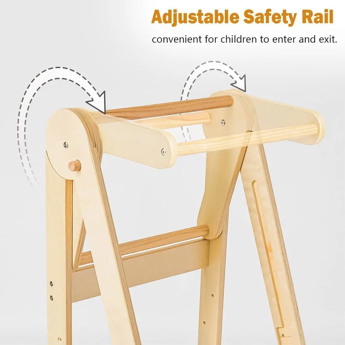 برج مطبخ للأطفال الصغار قابل للطي، مساعد مطبخ مونتيسوري للأطفال مع سبورة بيضاء وسكة أمان، مقعد لدرج تعلم الأطفال #5