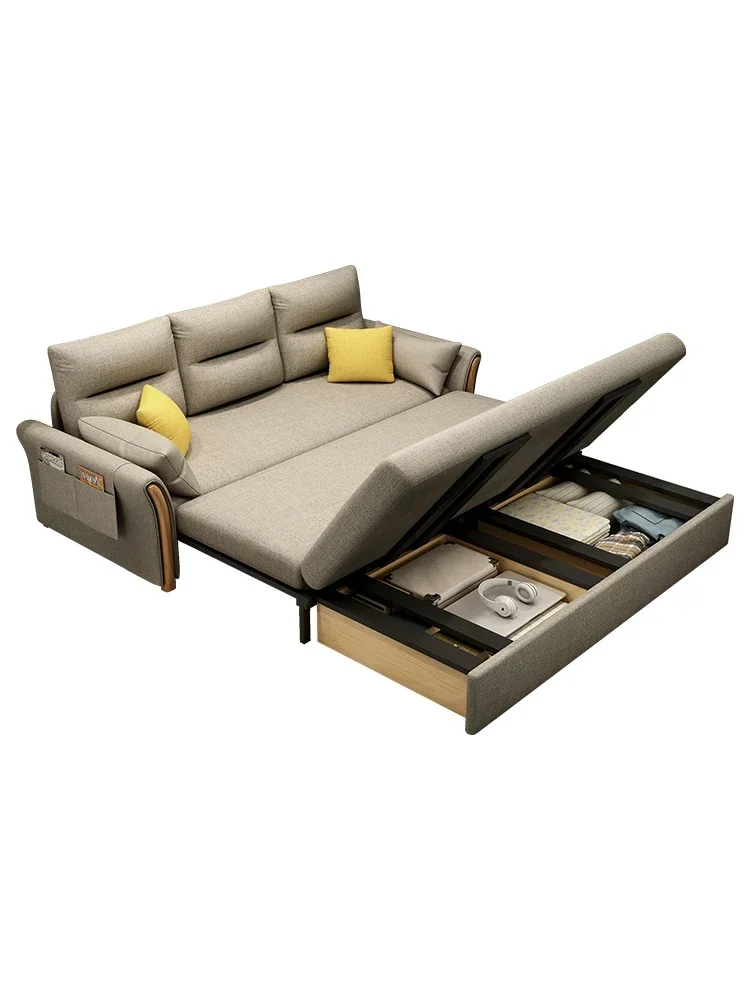 

YY Retractable Small Apartment Storage Single Bed with Rollers Technology Fabric Living Room Bed