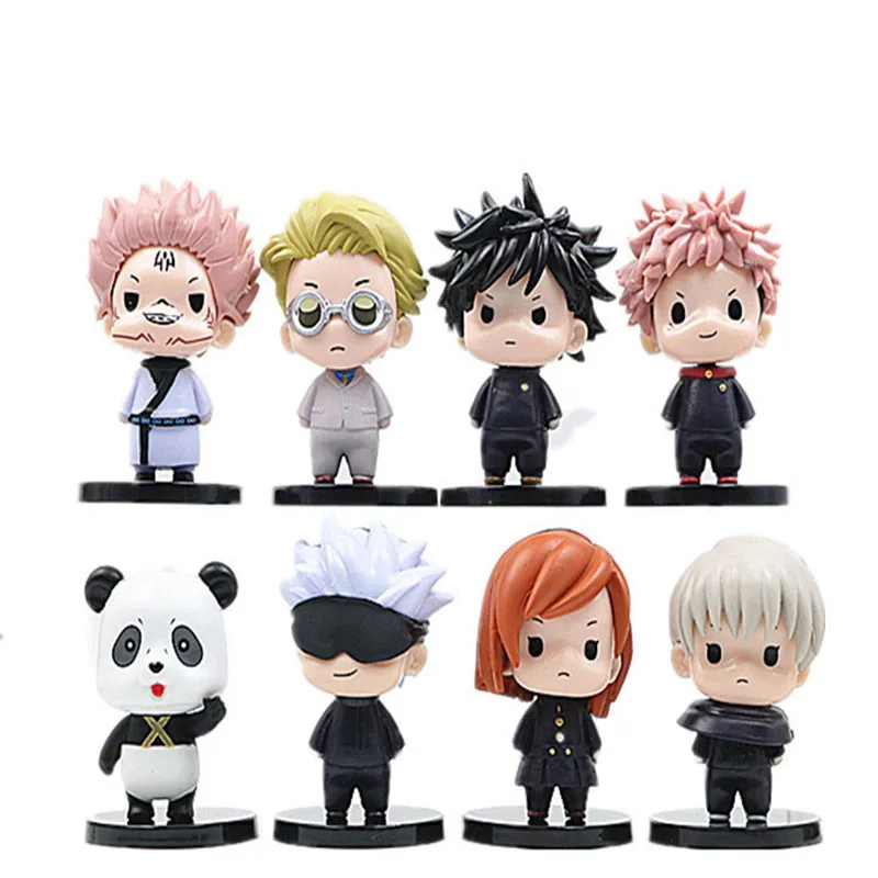 8pcs/set Jujutsu Kaisen Anime Figure Itadori Yuji Ryomen Sukuna Satoru Gojo GK Model Car Decorations Desktop Ornament Gift Toys