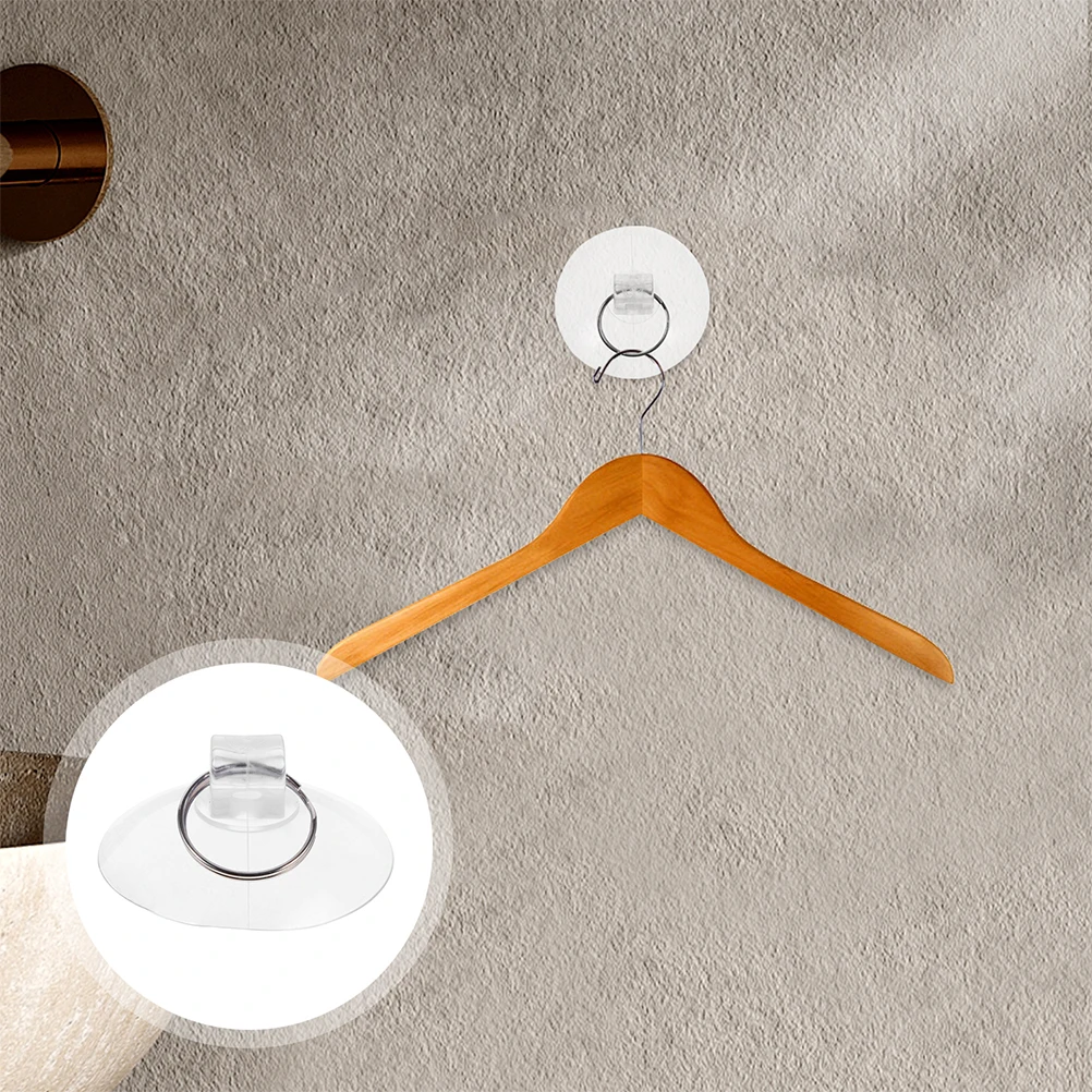 

6pcs Suction Cup Hooks Transparent Glass Rubber Strong Power No Trace Decorative Storage Bathroom Kitchen Office Use