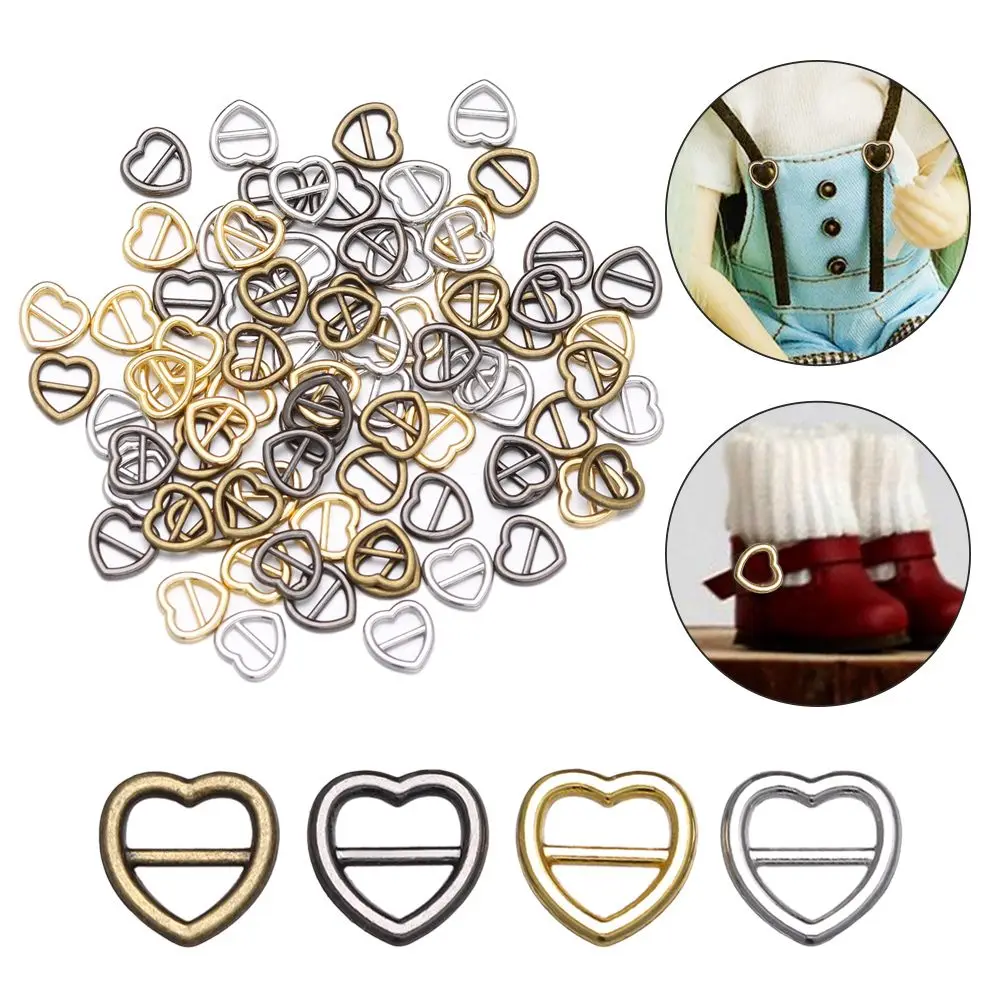 Newest 20/40pcs 4mm Mini Ultra-small Tri-glide Buckle Belt Heart Shaped Buckle Doll Bag Buckles Diy BDoll