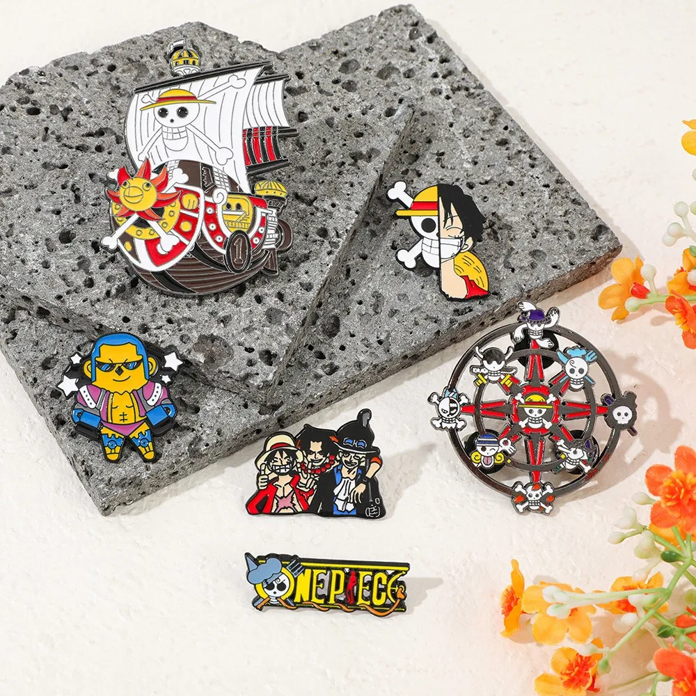 6-teiliges One Piece Inspiriertes Emaille-Pin-Set Anime Luffy Piraten-Themen-Pins für Rucksack Kleidung Manga-Fan-Sammlung Geschenk – Detail 3