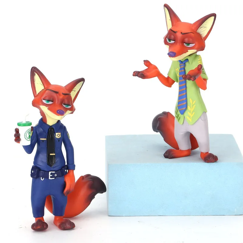 6pcs/Set Disney Zootopia Judy Rabbit Nick Fox Series Figurine Models Cute Cartoon Anime Figurine Accessories Gift 10-12cm