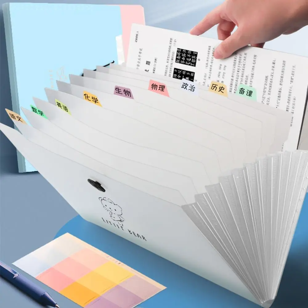 다층 확장 폴더 A4 오르간 가방 대용량 파일 정리함 A4 파일 폴더 반투명 방진 청사진