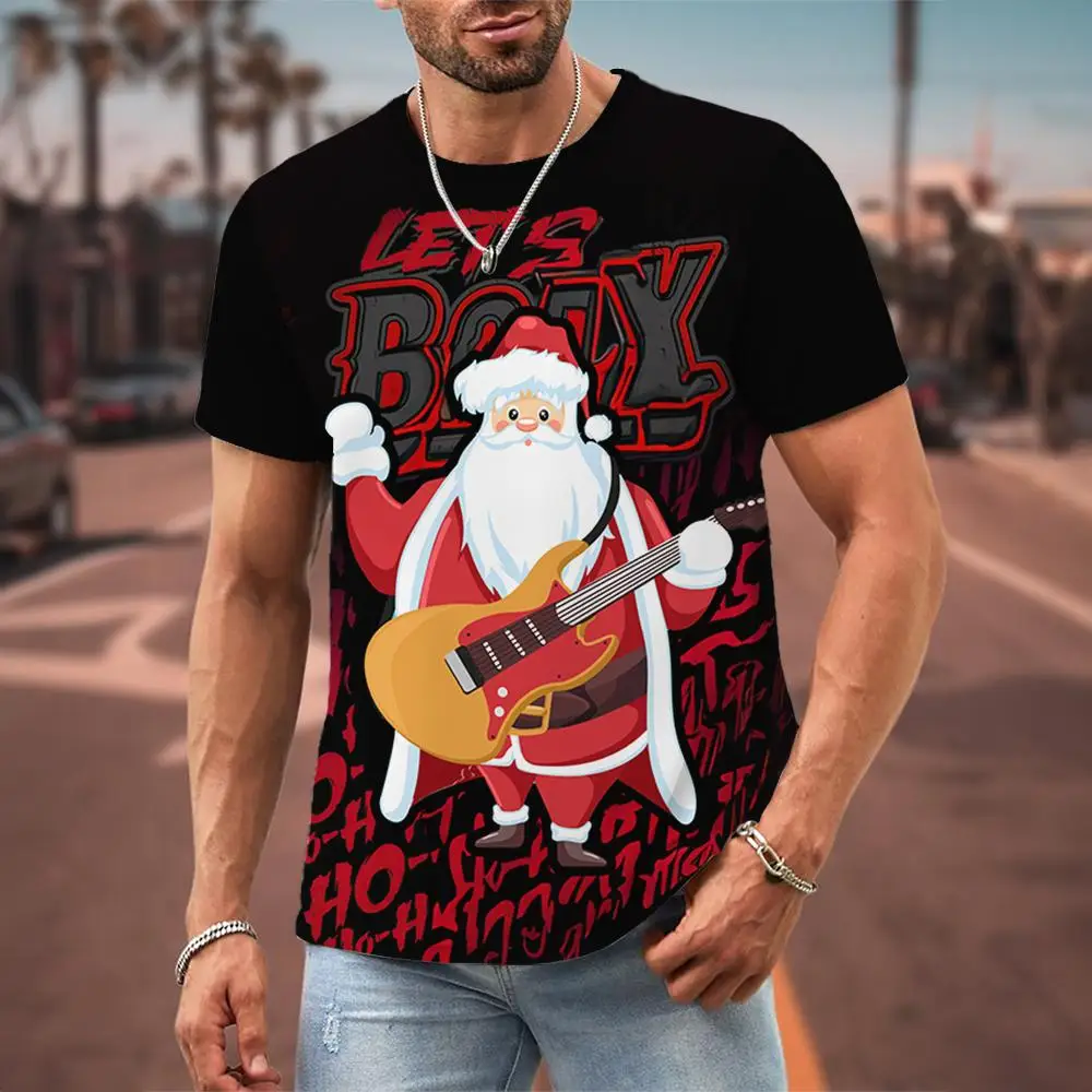 

Christmas 3D Santa Claus Print T Shirt For Men Casual Short Sleeve Tees Fashion Crew Neck Tops New Year Gift Oversized Clothing