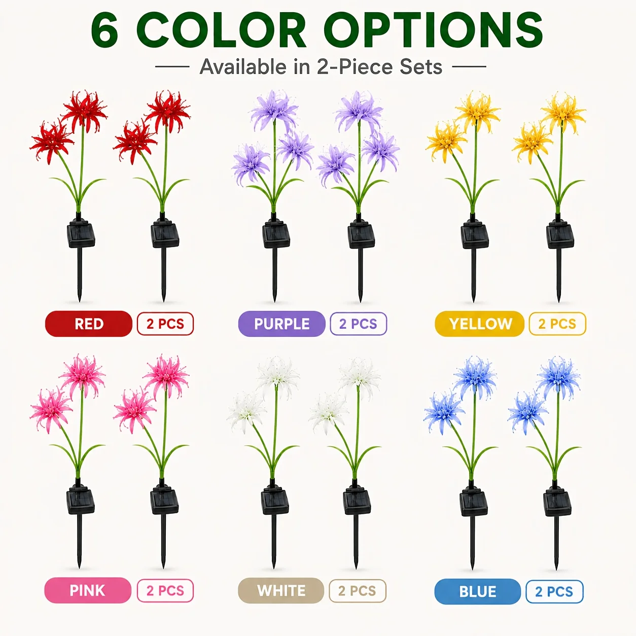 LED Flower Lights Outdoor - Automatic with Durable Plastic Stake Lights Suitable for Garden, Poolside, Driveway, Fence, Deck, Pergola, Gate - -Efficient Solar Lights for Pathway & Landscaping Decor