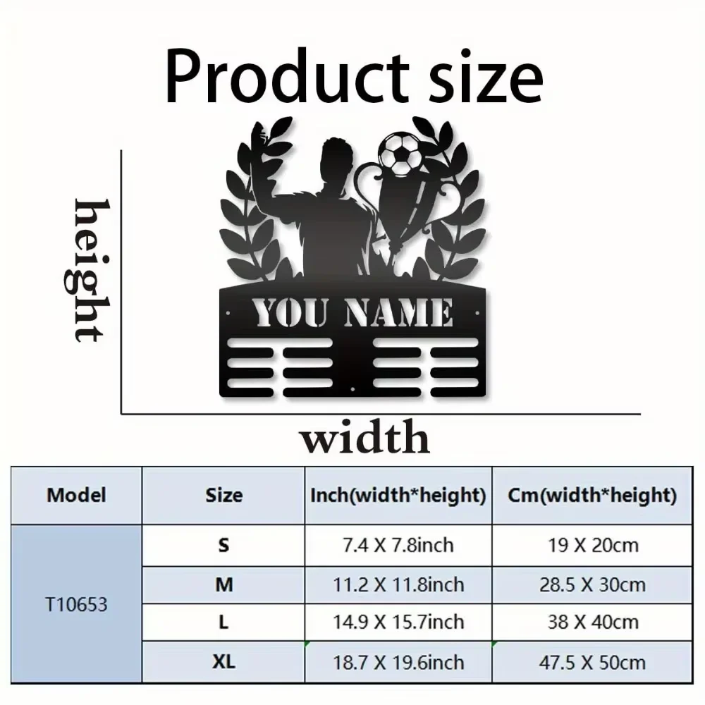 Distinctive 1pc Custom Soccer Trophy Wall Display. 12 - Slot Metal. Ideal for Athletes' Decor.