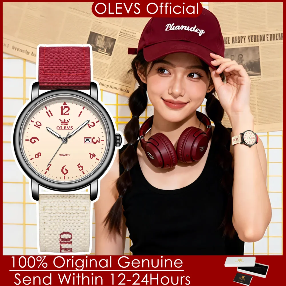 

Новые кварцевые наручные часы OLEVS 2991 с ремешком из тканого материала, модные повседневные спортивные часы для студентов, мужские и женские, водонепроницаемые, с люминесцентными стрелками