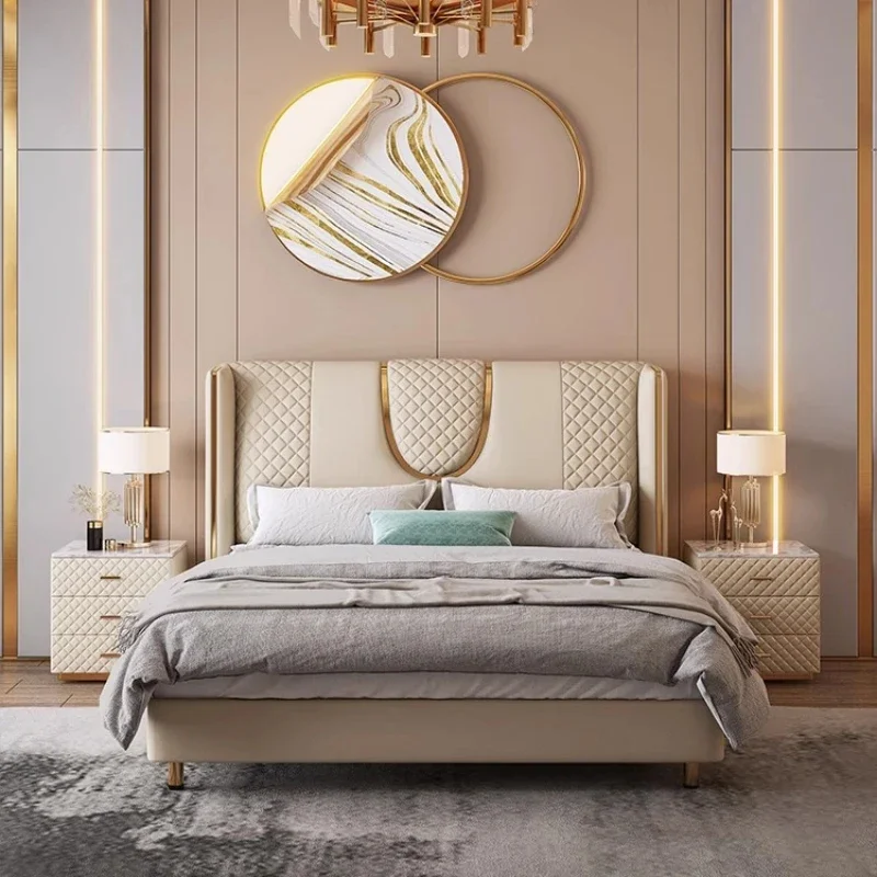سرير مزدوج مرتفع كبير حديث للأميرة مصنوع من الخشب الفاخر بتصميم أرضية سرير بشري للنوم أثاث موبليس بارا دورميتوريو الاسكندنافي