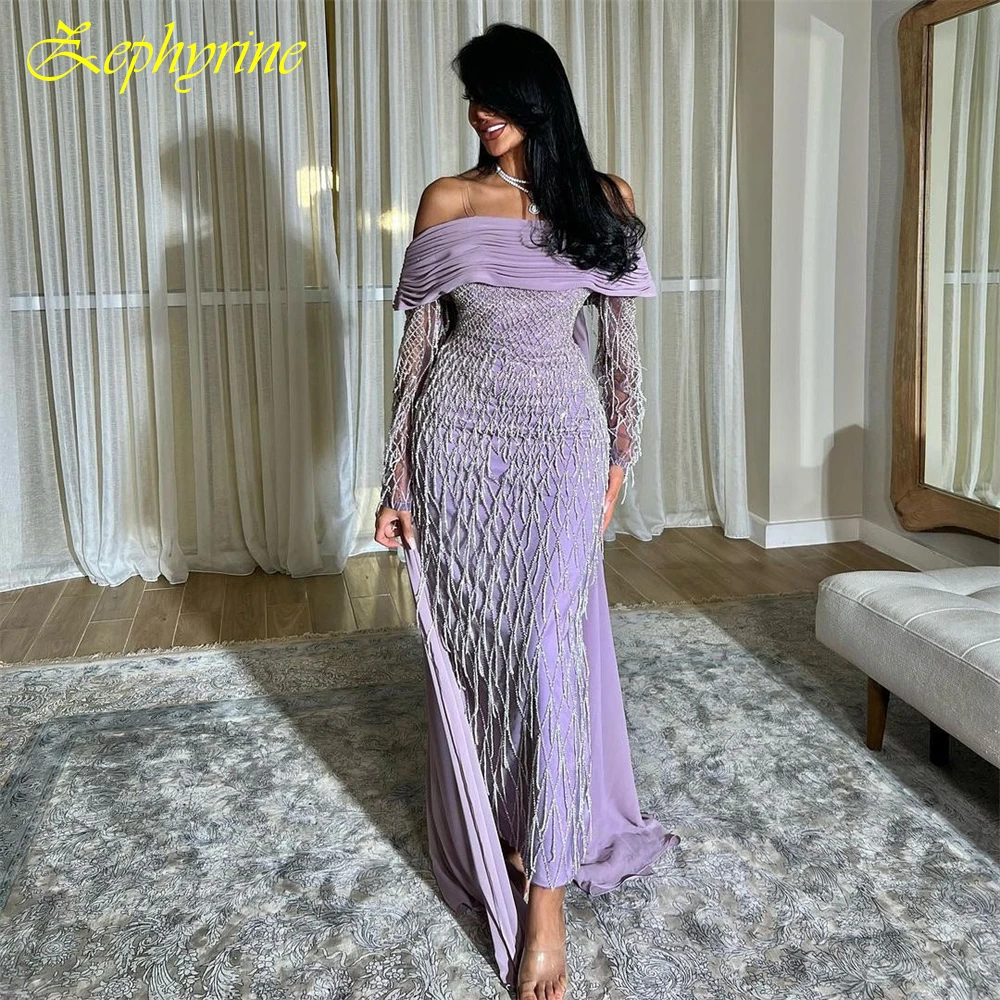 Aangepaste rechte boothals kapmouw lange mouwen elegante avondjurk delicate op maat gemaakte gelegenheid jassen mode feestjurk