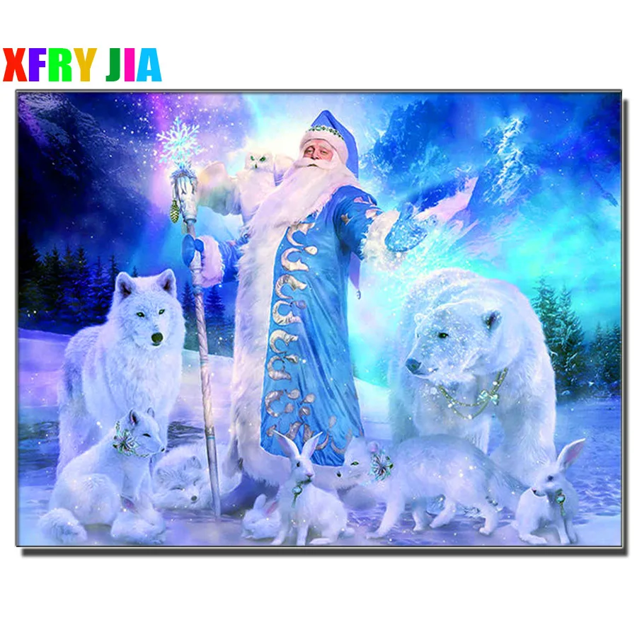 Diamond Mosaic Christmas Santa Claus Cross Stitch Full Square Drill Home Decor Diamond Painting bear, wolf, rabbit Handmade