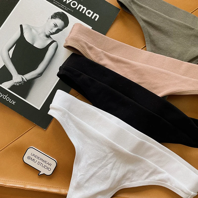

Thong Sexy Women's Fitness Traceless Sports Cotton Fashion T-pants Solid Color Hip Panties Underwear Briefs G String Bikini