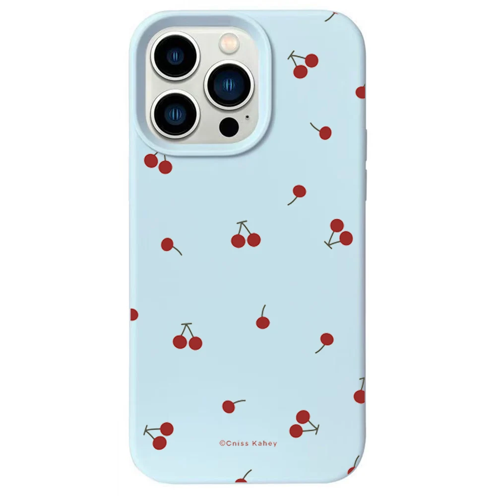 Para iphone 16 15 14 13 12 11 pro max casecute cartoon cereja lichee padrão capa de silicone para