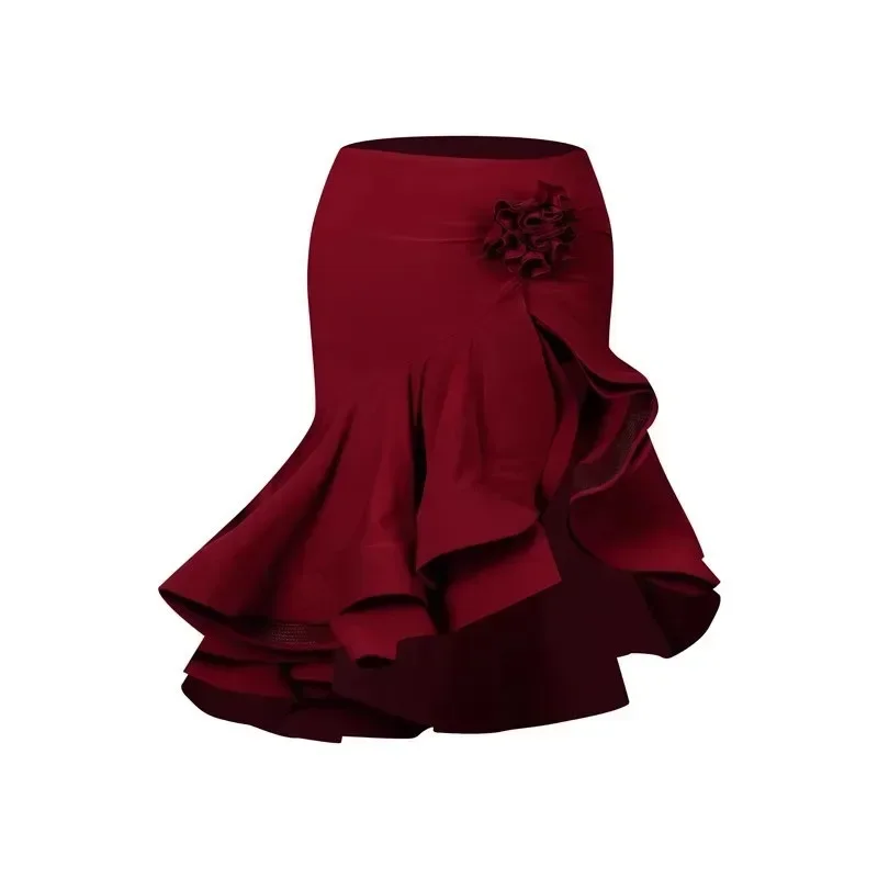 ZYM – haut asymétrique épaule dénudée à manches longues pour fille, personnalisé, même Style, danse latine, grande jupe pivotante irrégulière, ensemble fendu, automne/hiver