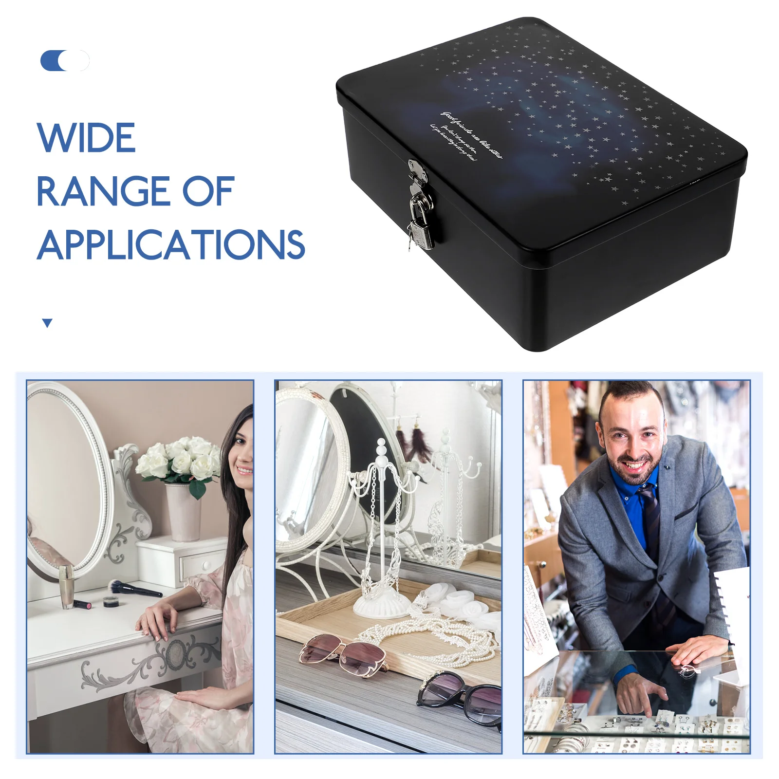 

Small Tinplate Storage Box Vintage Jewelry Trinket Organizer Lock Desktop Keepsake Case Tinplate Box Desktop Organizer