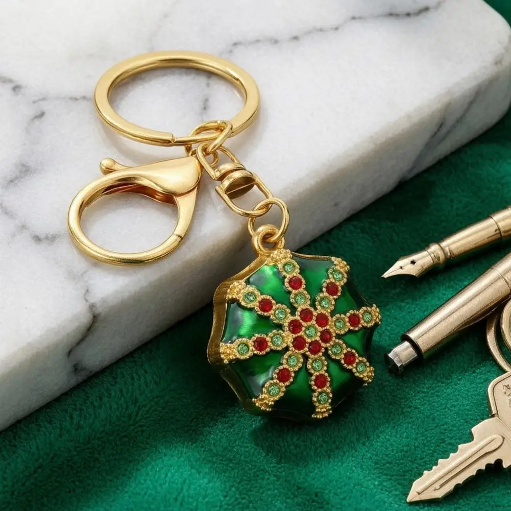Durable Metal Keychain Rhinestone Ethnic Hat Keychain Bling Octagonal Cap Pendant Zinc Alloy Car Key Ring for Backpacks Handbags
