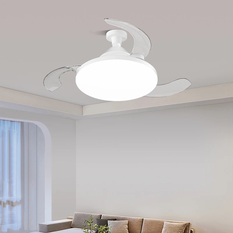 مروحة السقف الحديثة ضوء مراوح شفرات قابلة للسحب مع التطبيق وجهاز التحكم عن بعد توقيت أضواء عكس الضوء إضاءة غرفة النوم وغرفة المعيشة