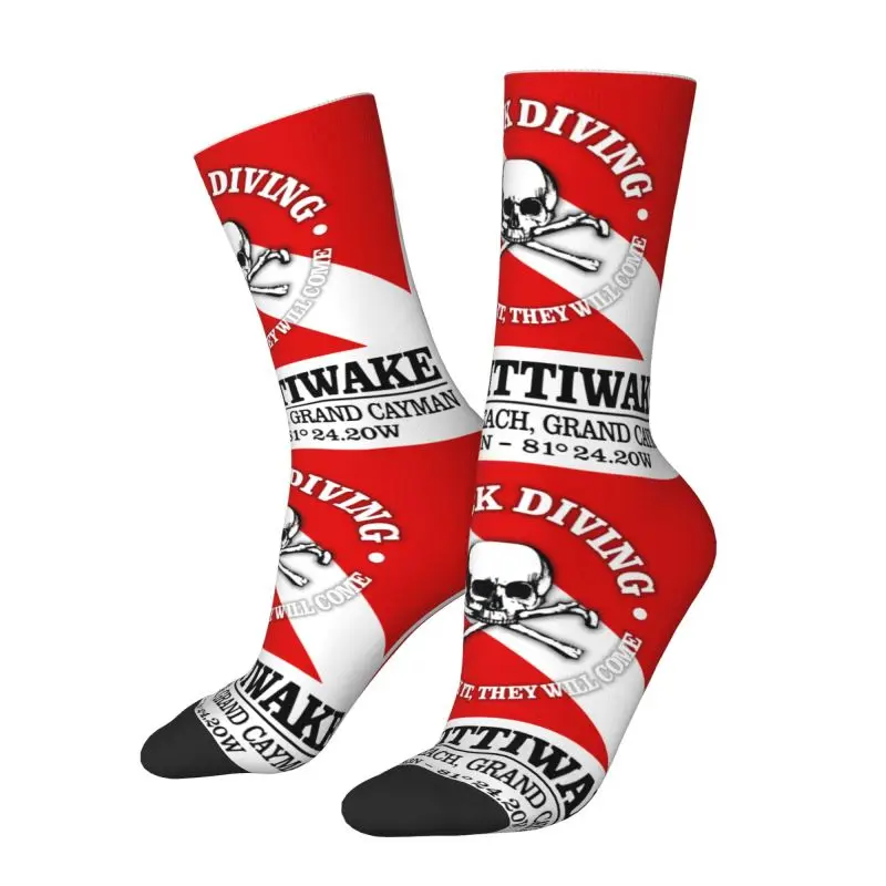 USS Kittiwake Scuba Diving Mens Crew Socks Unisex Funny Diver Dive Flag Spring Summer Autumn Winter Dress Socks