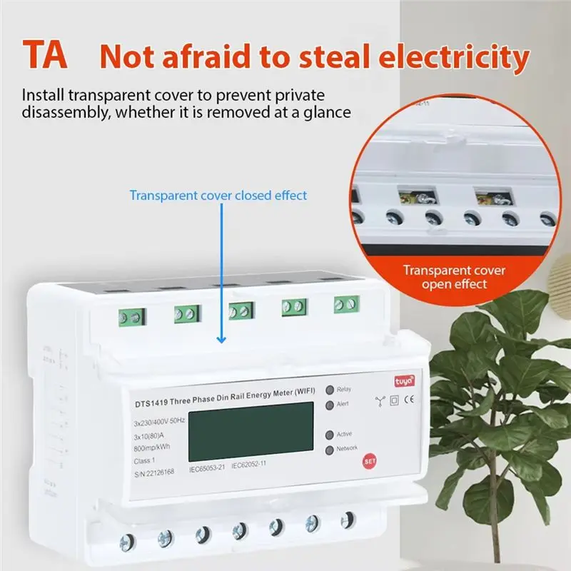 BTLIFE-Smart Electricity Meter TUYA WIFI Remote Prepaid Electricity Meter 3-Phase Rail Type Home Rlectricity Meter