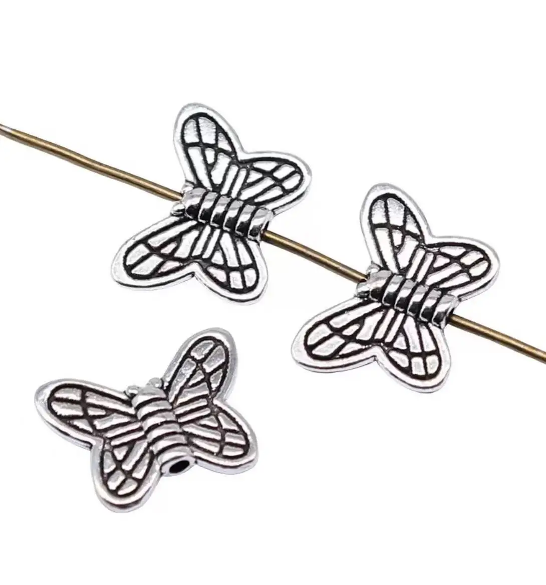 

35pcs 11*14mm Alloy metal vintage butterfly design space beads for DIY jewelry HW2743