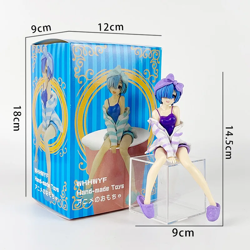 Nouveau 15 cm Anime Ram Rem q-version posture assise figurine PVC modèle Statue jouets poupée bureau décor cadeaux à collectionner en boîte