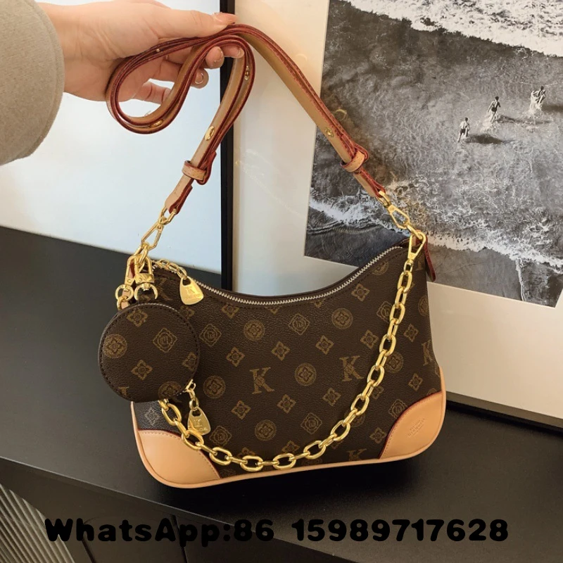 

2026 New Western Style Letter Print Horn Bag Women's Shoulder Crossbody Small Bag Cross-border Versatile Elegant Chain Bag