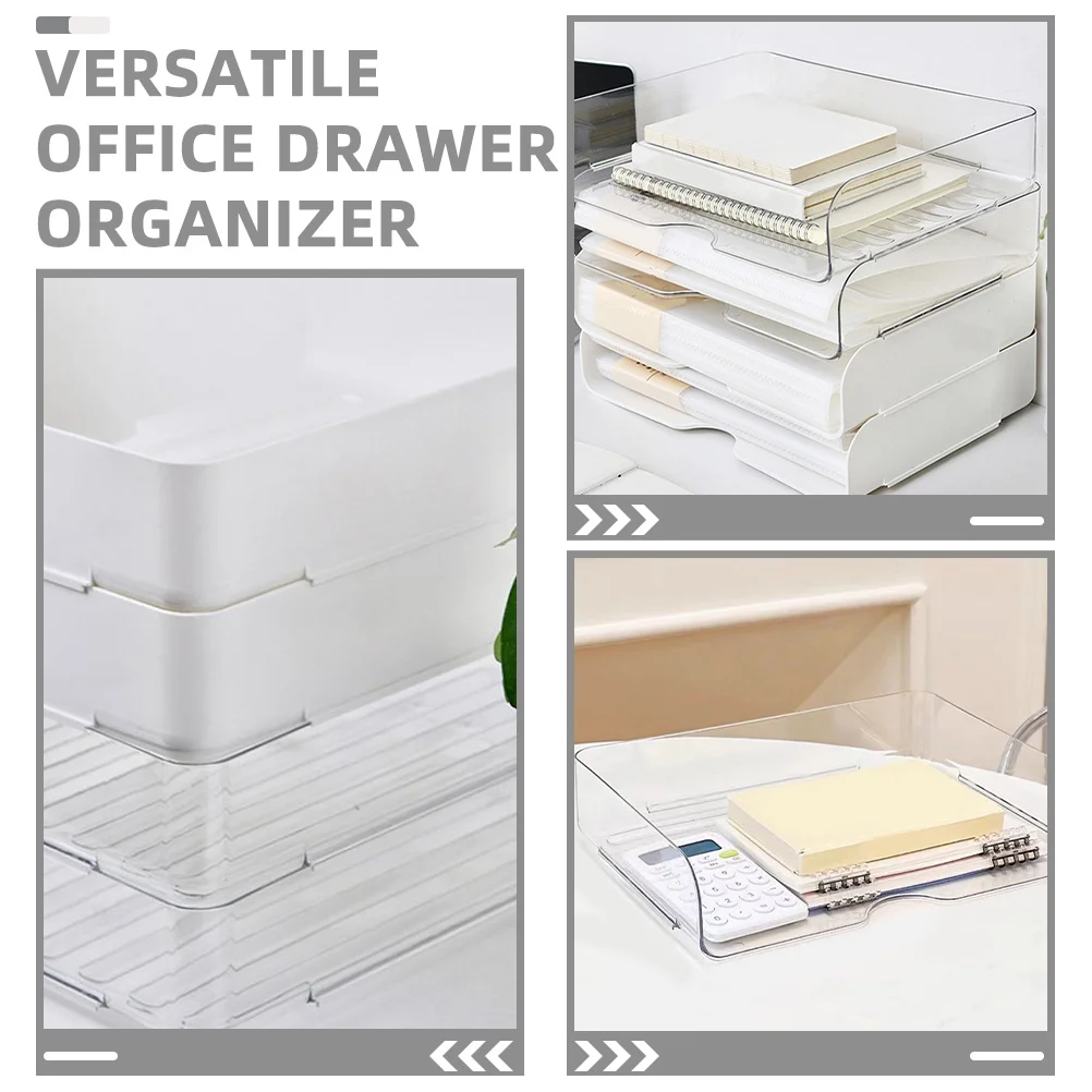 4Pcs Stackable Clear Plastic Desk Organizer Letter Tray Desktop File Paper Holder Document Storage Rack Office Workspace