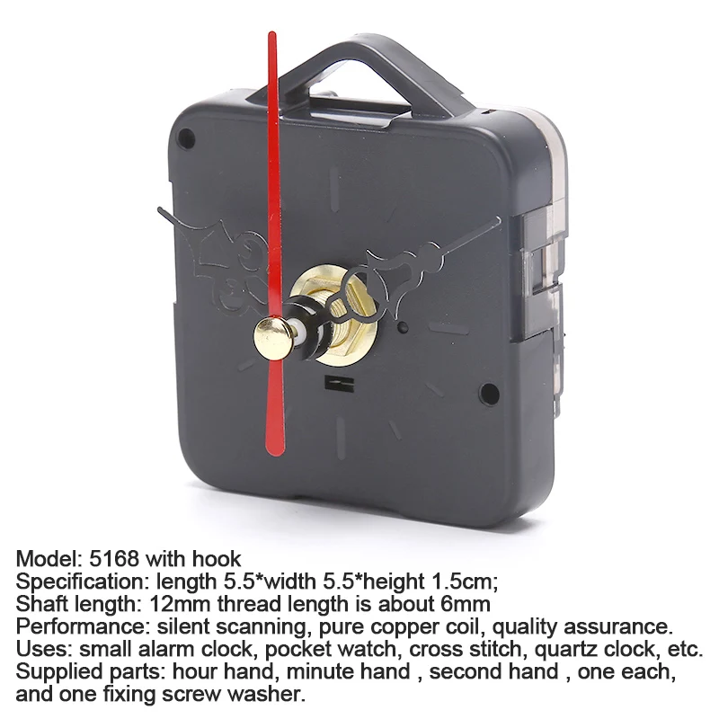 1Set Plastic Aluminum Quartz M5168 Clock Movement Mechanism Hands Wall Repair Tool Parts Sets Quiet Silent Mode