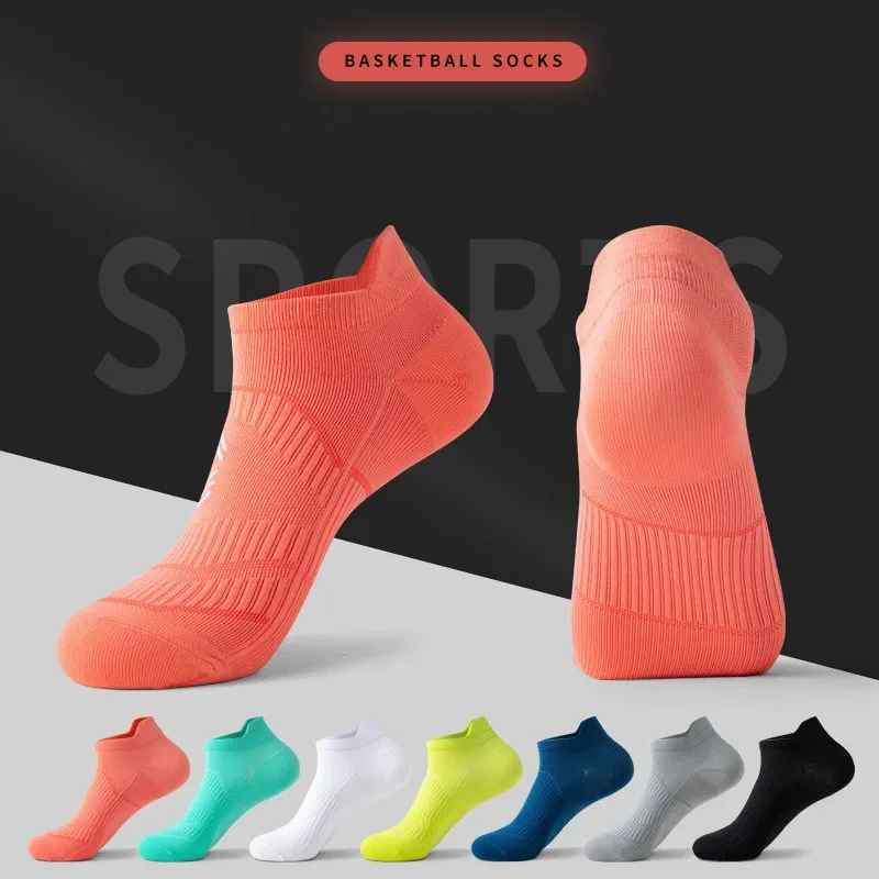 1 Pair Men Women Running Socks Cotton Thin Breathable Riding Cycling Basketball Sports Socks Non-slip Low Cut Ankle Short Socks