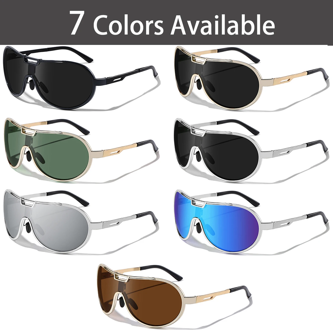 Modische Sonnenbrille für Damen und Herren, runde Brille mit großem Rahmen und UV-Schutz zum Fahren, Wandern, Reisen – Detail 1