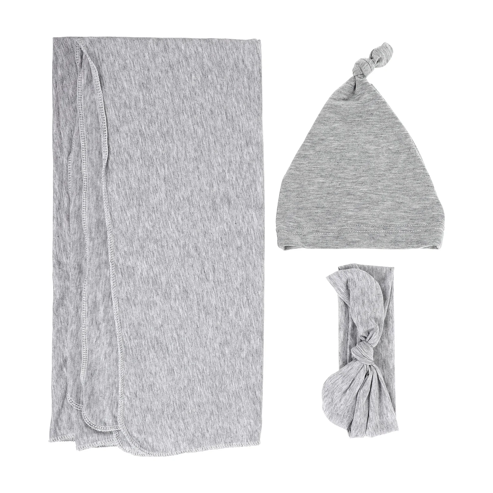 1セットの綿帽子、手袋、靴下セット、快適な日常着、柔らかく通気性のある生地、グレーの受け取り