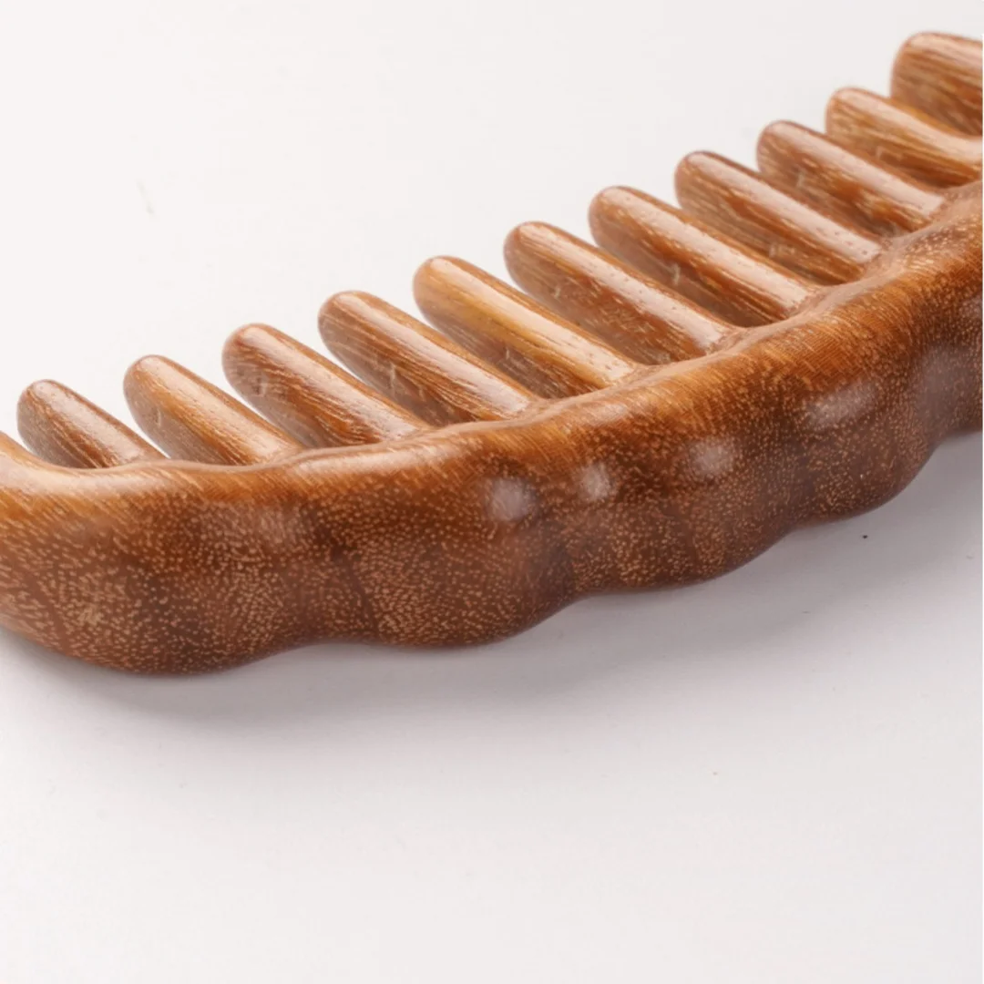 مشط تدليك ذو أسنان واسعة من خشب الصندل، محمول ومريح للاستخدام المنزلي، مشط خشبي مضاد للعرق، مشط خطوط الطول يفتح الرأس #3