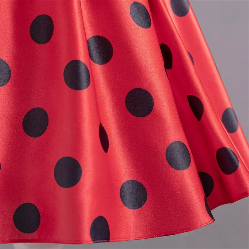 New Kids Girls Dress Polka Dot Sleeveless Dress for 3-8Y Children Bow Birthday Party Princess Dresses Summer Minni Mouse Clothes