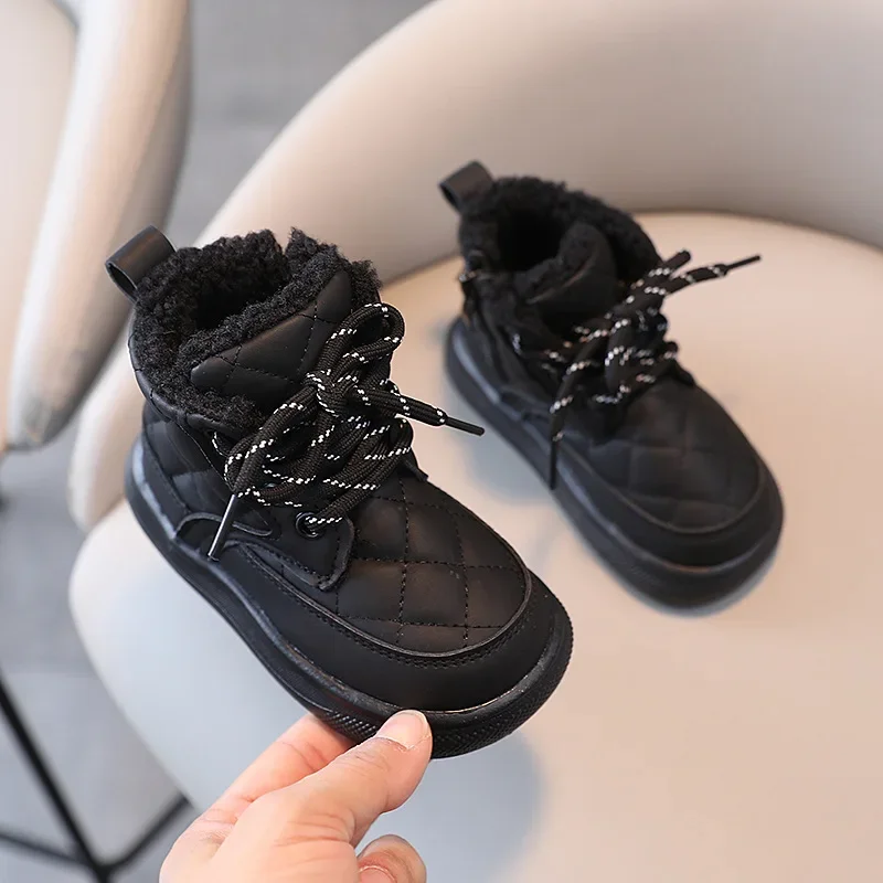 Winter Shoes Kids Snow Boots Fashion Warm Thicken Boys Short Boots Non-slip Children Girls Student Shoes