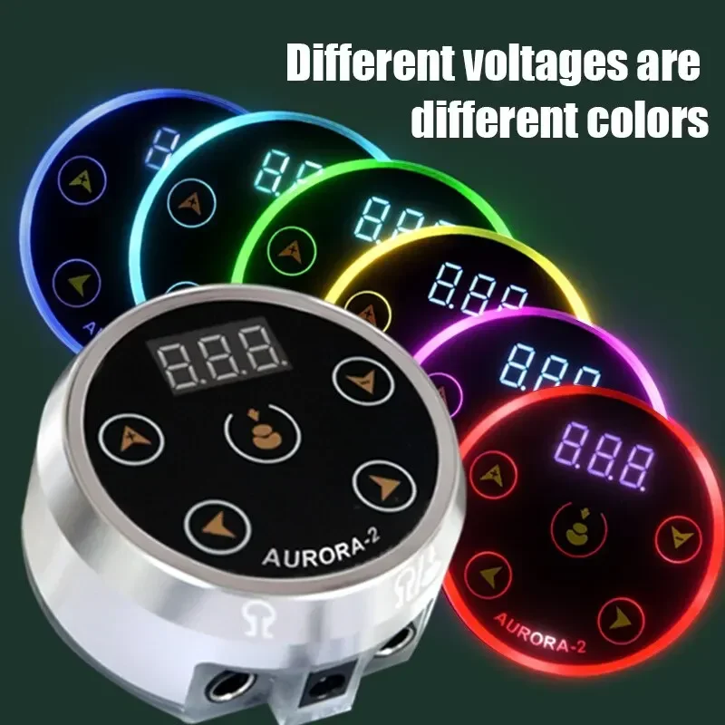 Aurora 2 Professional Tattoo Power Supply for Coil/Rotary Tattoo Machine Pen, Dual Outputs/ColorfulLED/Touchscreen/Magnetic Base