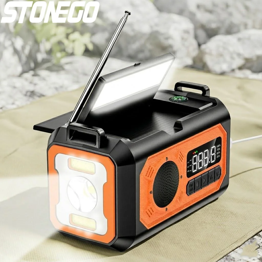 

12000mAh Solar Hand Crank Weather Radio AM FM NOAA Portable Outdoor Emergency Radio Reading Lamp Camping