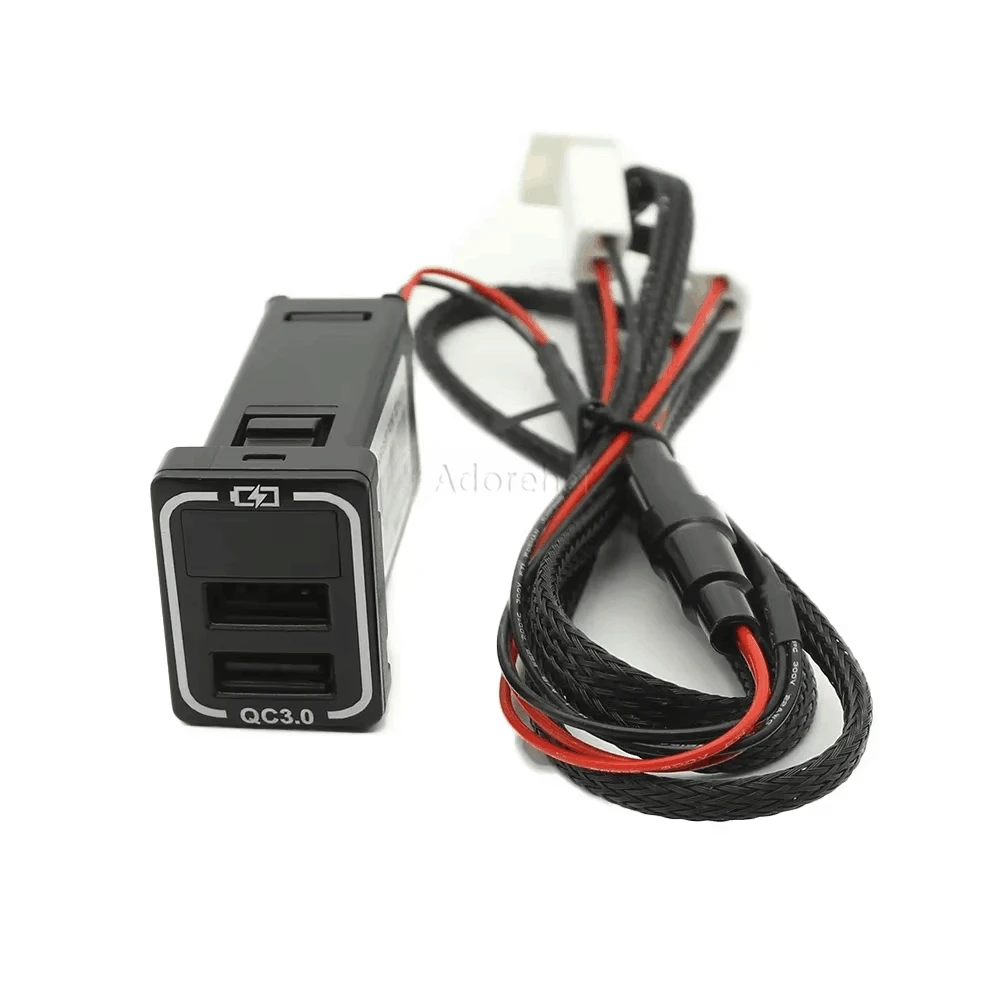 Blue Light Car Charger TYPE-C PD QC3.0 USB Interface Dual Socket for Toyota Prado Car Accessories