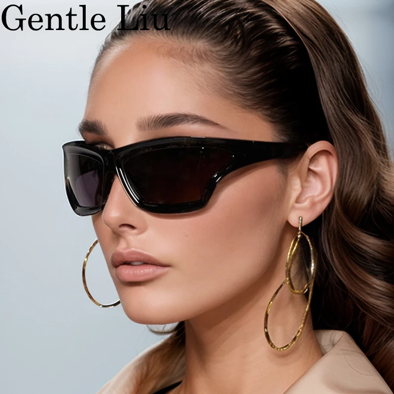 Lunettes de soleil carrées punk pour femmes, lunettes de soleil rondes, protection UV400, lunettes de sport vintage, marque de luxe, Y2K, 2024