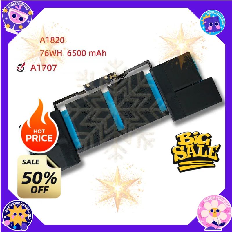 SWZY 11.4V 6667mAh Laptop Battery A1820 for APPLE MACBOOK PRO 15