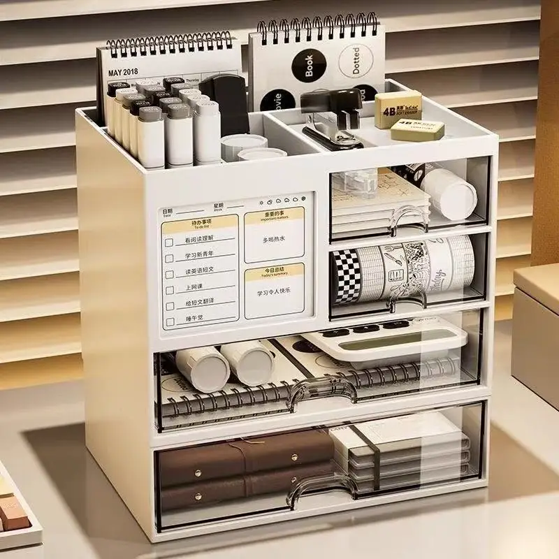Desktop Combination Drawer Storage Box Desk Organizer Pen Holder Stationery Drawers Accessories Office School Supplies