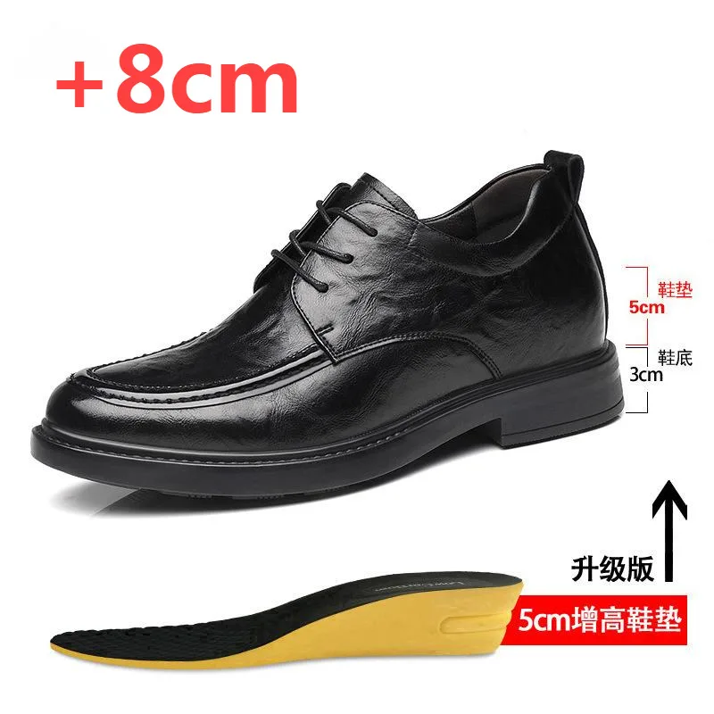 

Men's Genuine Leather Elevator Shoes Men Height Increasing Leather Shoes Hidden Heels 8CM 6CM Height Increase Wedding Shoes